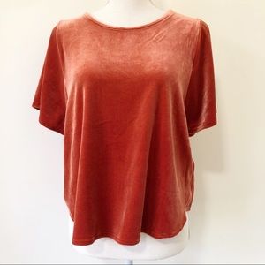 Madewell Velvet Butterfly Top Dark Cinnabar